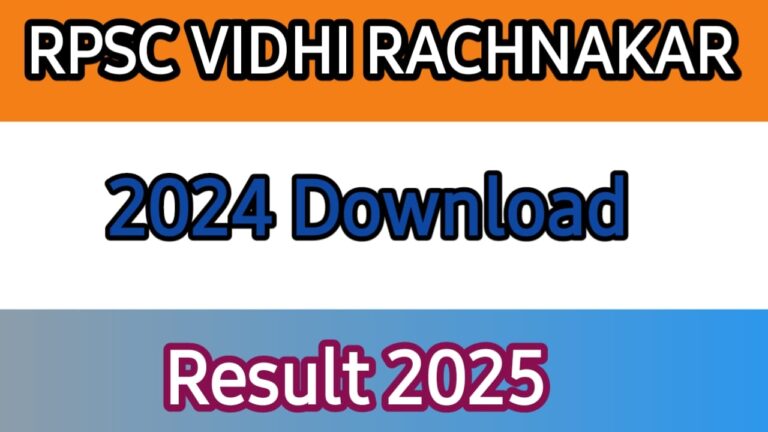 Rajasthan Public Service Commission Vidhi Rachnakar Recruitment 2024 Download Result 2025